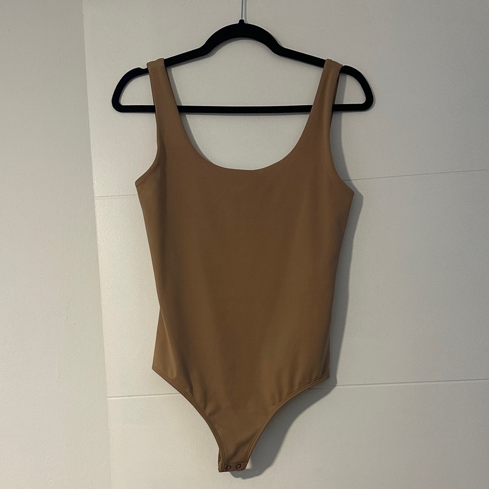 Express Camel Scoop Neck Bodysuit